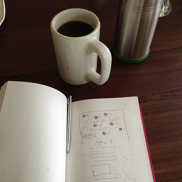 Solving design problems over lazy brunch with H and a notebook. :D