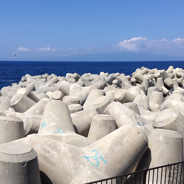 Theme of our Ôshima trip was infrastructure. Here are just a few enormous anti-tsunami tetrapods.