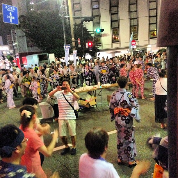 2 days ago: Ôimachi bon odori. We joined in and danced around the neighborhood for like half an hour.